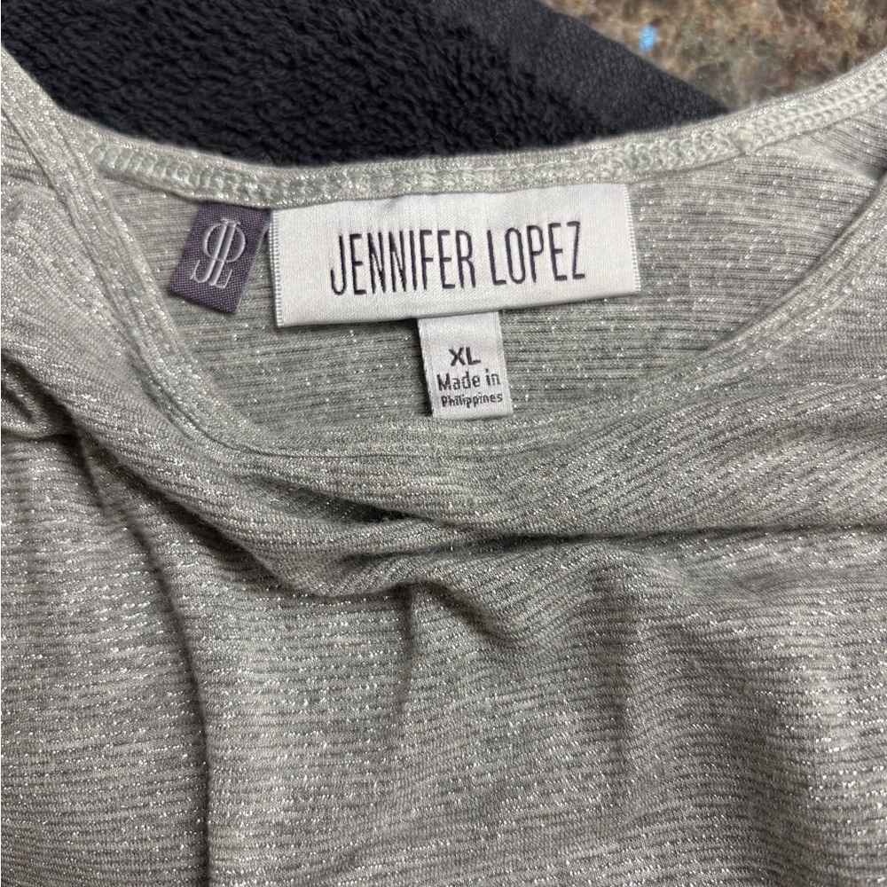 Jennifer Lopez Shimmering Gray Top